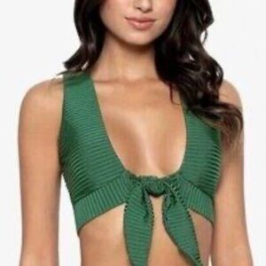 PILYQ Women's Emerald Key Hole Crop Bikini Top Size M